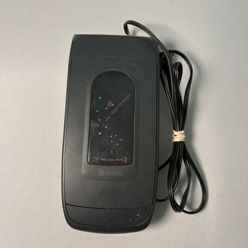 Kinyo VHS Video Cassette Rewinder Black Vintage 1-Way Auto Stop 105312 Untested